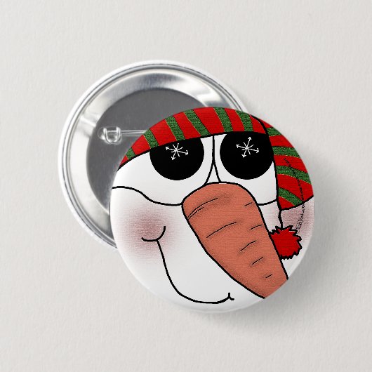 Snowman Face Snowflake Sparkle Button (Vorne & Hinten)