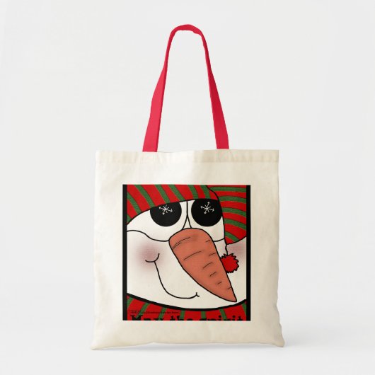 Snowman Face Snowflake Sparkle Tragetasche (Vorne)