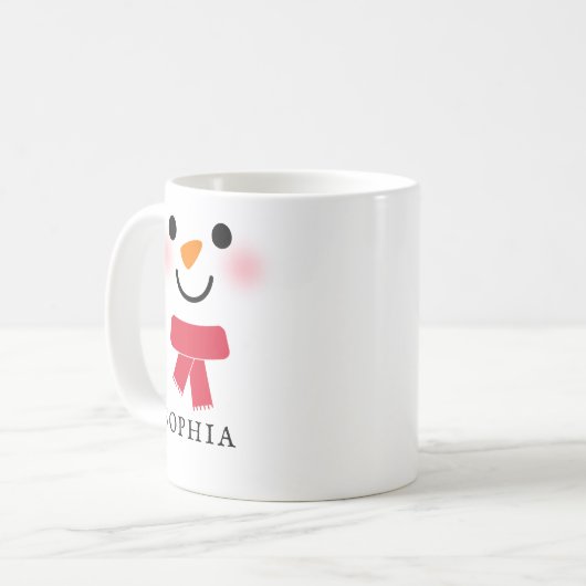 Snowman Face Tasse , Individuelle Name Holiday Cof (Vorderseite Links)