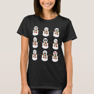 Snowman Faces Charaktere Niedlich Weihnachten T-Shirt