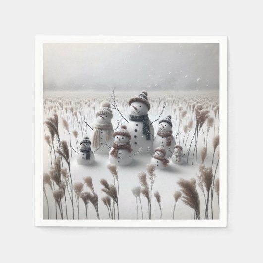 Snowman-Familie auf dem Lande Serviette (Vorderseite)