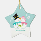 Snowman-Familie der drei Weihnachtsfeiertage Keramikornament (Links)