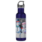 Snowman-Familie Edelstahlflasche (Vorderseite)