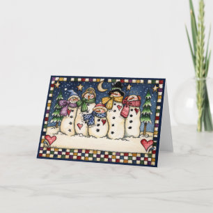 Snowman-Familie Feiertagskarte