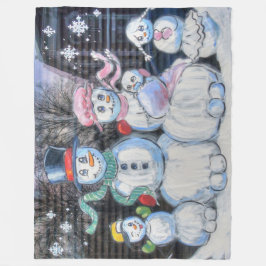 Snowman-Familie Fleecedecke