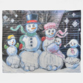 Snowman-Familie Fleecedecke (Vorderseite (Horizontal))