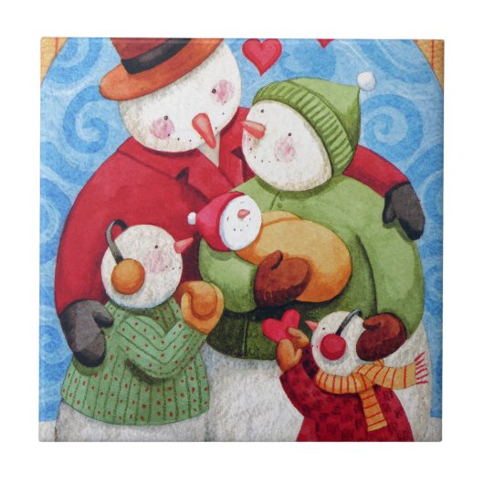 Snowman-Familie Fliese (Vorderseite)