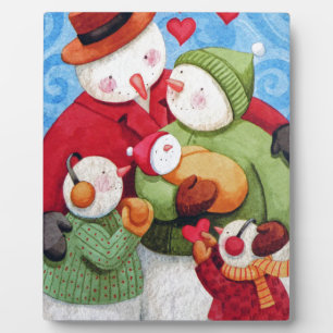 Snowman-Familie Fotoplatte
