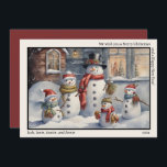 Snowman-Familie frohe Weihnachten glücklich Neues<br><div class="desc">Weihnachtsfeiertag Grußkarte mit einem Gemälde einer Familie von Schneemännern. Einzigartiger Umschlagtext sagt: "Wir wünschen Ihnen ein frohes Weihnachtsfest und ein glückliches Neues Jahr." Personalisiert mit Ihrem Namen und dem Jahr. Kontaktieren Sie mich für Hilfe bei Ihrer Anpassung oder um zusätzliche Matching oder Koordination von Zazzle Produkten anzufordern.</div>