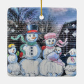 Snowman-Familie Keramikornament (Rückseite)