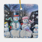 Snowman-Familie Keramikornament (Vorderseite)