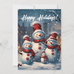 Snowman-Familie lächeln Feiertagskarte