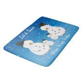 Snowman-Familie mit Zitat Badematte (Schrägansicht)