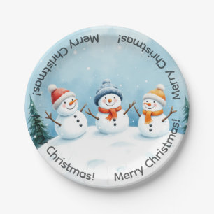 Snowman-Familie Pappteller
