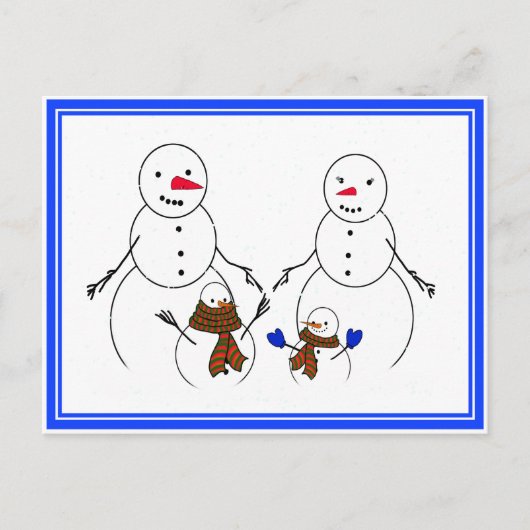 Snowman-Familie Postkarte (Vorderseite)