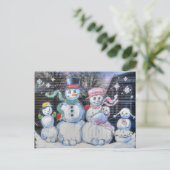 Snowman-Familie Postkarte (Stehend Vorderseite)