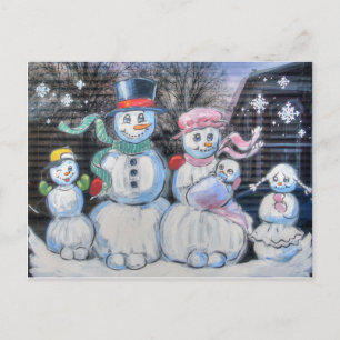 Snowman-Familie Postkarte