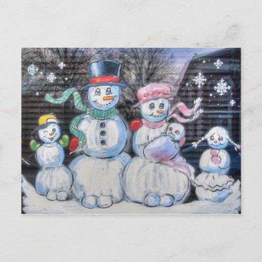 Snowman-Familie Postkarte (Vorderseite)