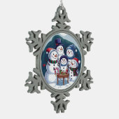 Snowman-Familie Schneeflocken Zinn-Ornament (Links)