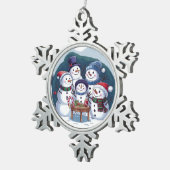Snowman-Familie Schneeflocken Zinn-Ornament (Rechts)
