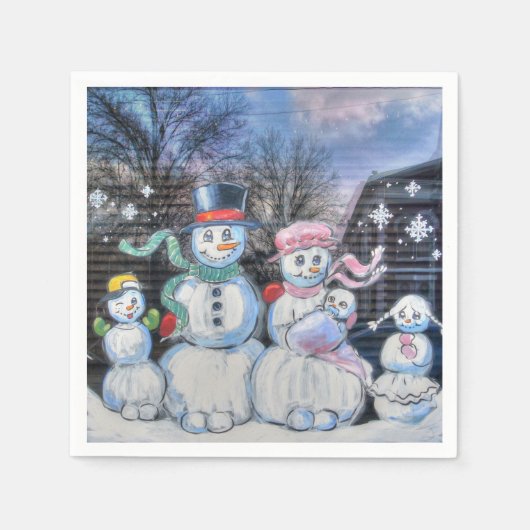 Snowman-Familie Serviette (Vorderseite)