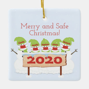 Snowman-Familie von fünf Gesichtshaut Weihnachten  Keramikornament