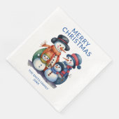 Snowman Family Blue Christmas Party Serviette (Ecke)