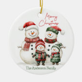 Snowman Family Christmas Ornament | Custom Name (Vorne)