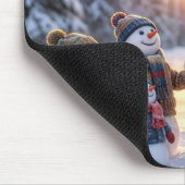 Snowman Family Gathering Around a Flagpole Mousepad (Ecke)