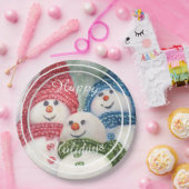 Snowman Family Happy Holiday Party Pappteller (Party)