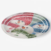 Snowman Family Happy Holiday Party Pappteller (Schrägansicht)