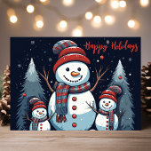 Snowman Family Happy Holidays Winter Feiertagskarte