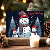 Snowman Family Happy Holidays Winter Feiertagskarte