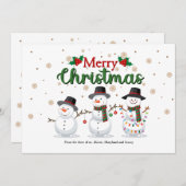 Snowman Family Holiday Greeting Card Feiertagskarte (Vorne/Hinten)