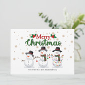 Snowman Family Holiday Greeting Card Feiertagskarte (Stehend Vorderseite)