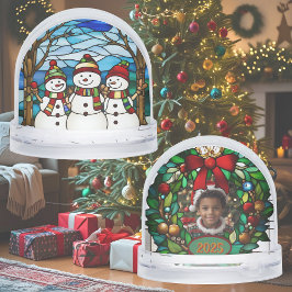 Snowman Family Imitats Festglas Schneekugeln