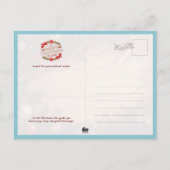 Snowman Family in Cozy Winter Feiertagspostkarte (Rückseite)