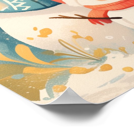 Snowman Family in Cozy Winter Poster (Ecke)