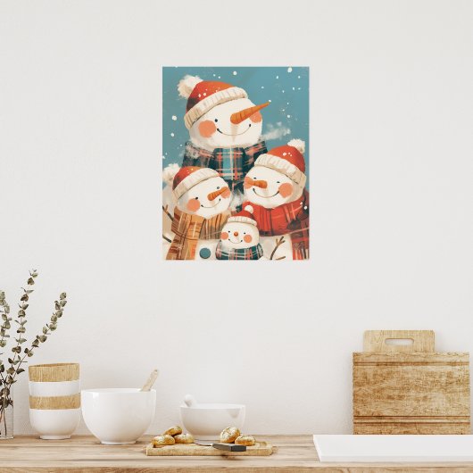 Snowman Family in Cozy Winter Poster (Küche)