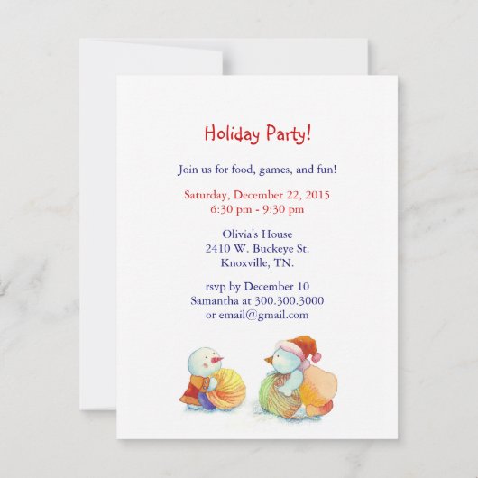 Snowman Family Jolly Feiertag Einladung (Rückseite)