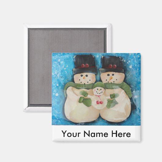 Snowman Family - Magnet (Vorderseite/Rückseite)