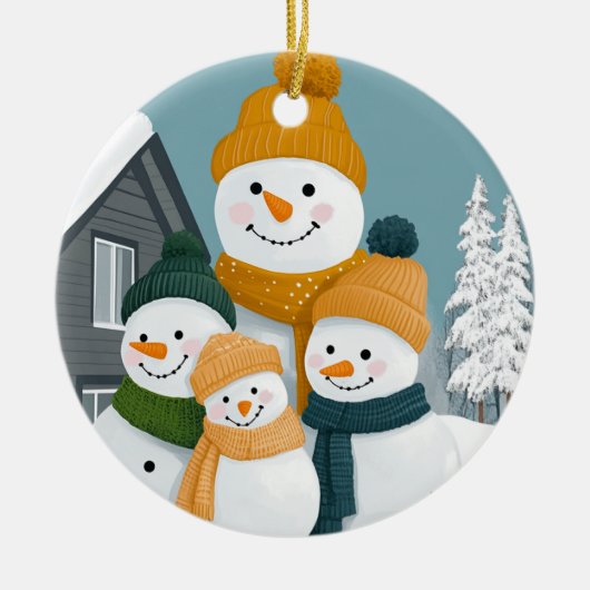 Snowman Family Ornament - Anpassbar (Vorne)