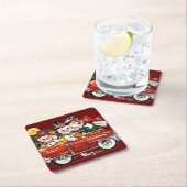 Snowman Family Out für Drive Weihnachten Rechteckiger Pappuntersetzer (Vor Ort)