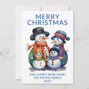 Snowman Family präsentiert Blue Christmas Einladung