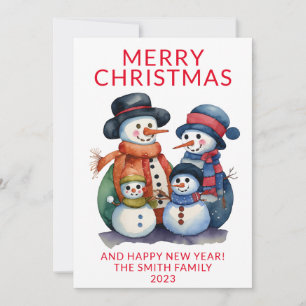 Snowman Family präsentiert Red Christmas Einladung