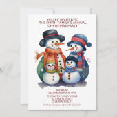 Snowman Family präsentiert Red Party Einladung (Vorderseite)