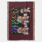 Snowman Family Red Woven Blanket Decke (Vorderseite Vertikal)
