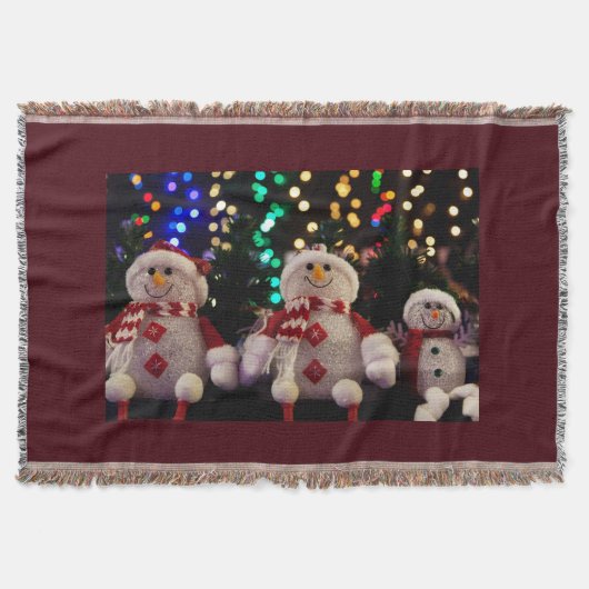 Snowman Family Red Woven Blanket Decke (Vorderseite)