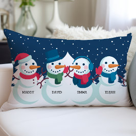 Snowman Family Weihnachten Individuelle Name Urlau Lendenkissen