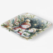 Snowman Family Weihnachten Pappteller (Gewinkelt)